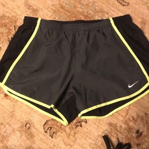 Black/gray/neon yellow dri-fit Nike shorts